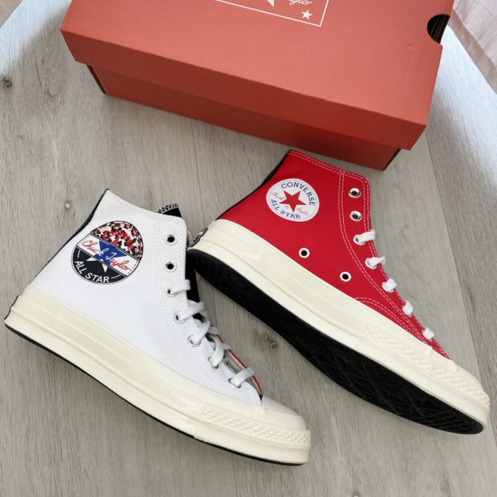 Converse Red and White High-Top Sneakers